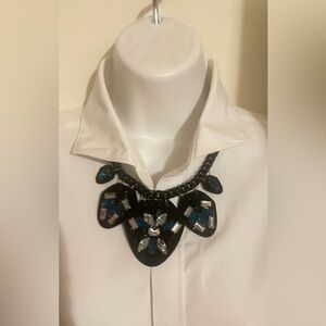 Elegant Black, white and Blue Statement Necklace